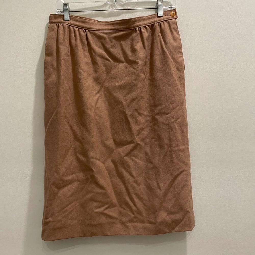 Pendleton Petite Vintage 100% Virgin Wool Midi Skirt Camel Tan Brown Size 12P